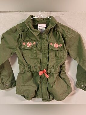 Girls Zip-Up Jacket with Floral Embroidery